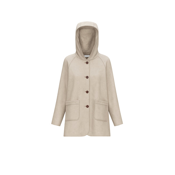Cappottino Donna Gavetta Reversibile con Cappuccio e Bottoni